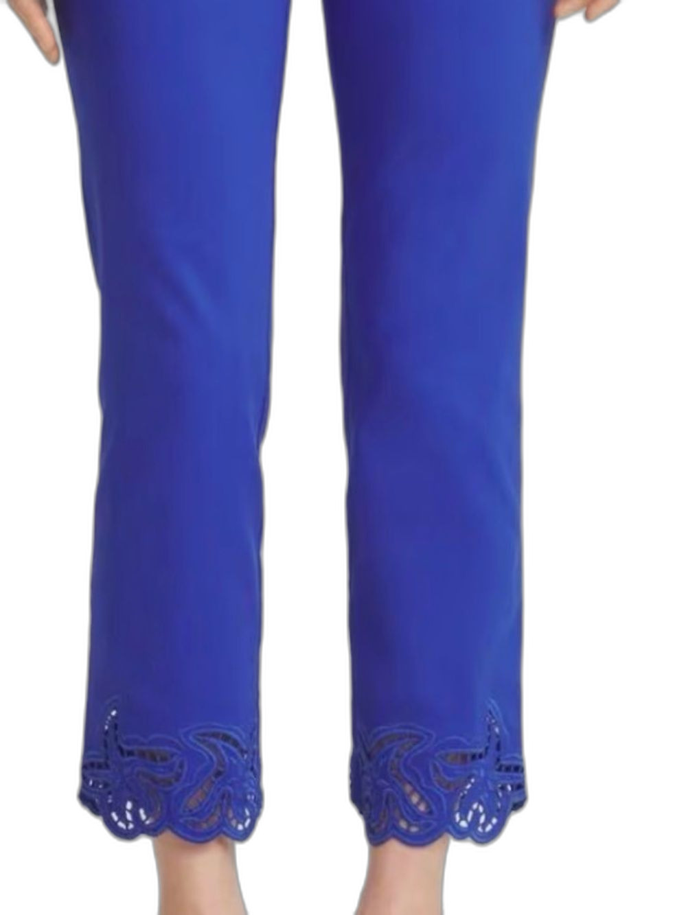 Chico's Royal Blue Pull-On embroidered cropped pants Size 8 (Chicos 1)